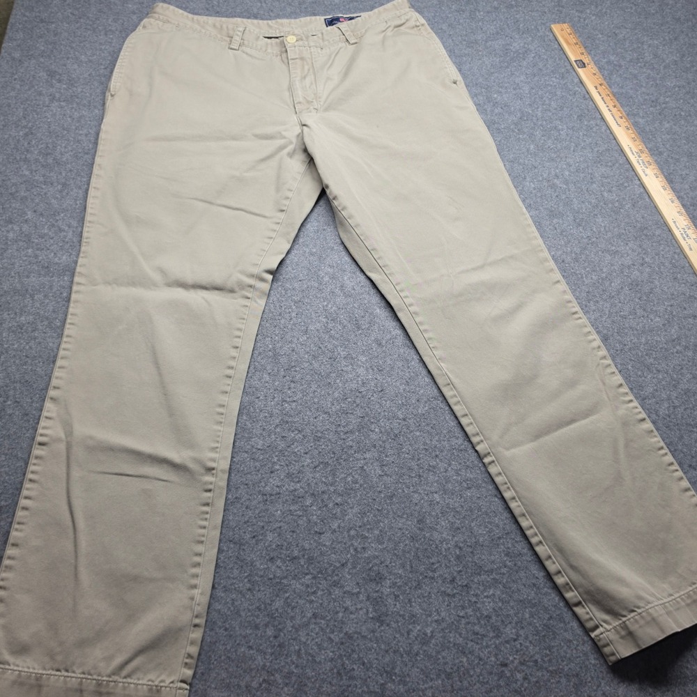 Vineyard Vines Mens Breaker Pants Khaki Tan Straight Leg Chino Trousers 40x30